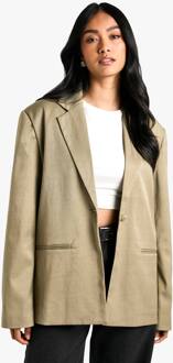 Tailored Single Breast Oversized Blazer, Olive - 44