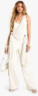 Tailored Wrap Tie Detail Wide Leg Trouser, Ivory - 44