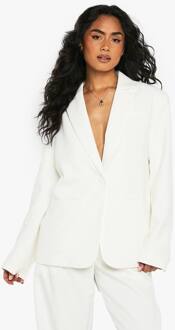Tailormade Geweven Gelegenheids Blazer Met Enkele Rij Knoop, White - 36