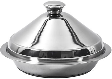 Tajine RVS - Marrakesh - zilver - D24 x H16 cm - Oosterse stoofpan/kookpot