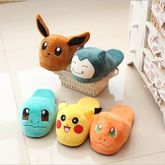 TAKARA TOMY Pokemon Kabi Beast Doll Couple Plush Slippers Pokemon Floor Drag Children Adult Home Slippers Plush Slippers