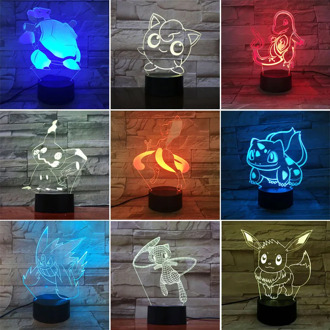 Takara Tomy Pokemon Night Light 3D LED Lamp Mewtwo Eevee Charizard Greninja Action Figure Toy for Kids Birthday Christmas Gift