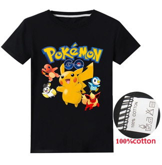 TAKARA TOMY Pokemon Pikachu Cotton Children's Print T-shirt Children's Clothing Boys and Girls Gifts Birthday Clothing