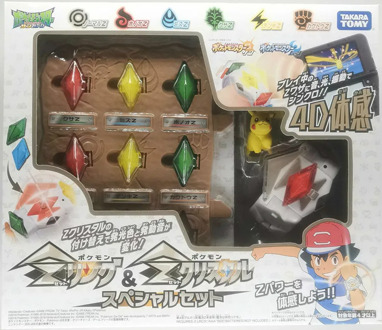 TAKARA TOMY Pokemon Z Pulsera Action Figure Model Sun Moon Linkage 4D Somatosensory Z Bracelet with Random 7 Crystal Kids Toys