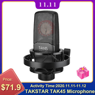 TAKSTAR TAK45 Recording Microphone Condenser Mic Uni-directional 34mm Diaphragm with Windscreen Shock Mount for Karaoke Live
