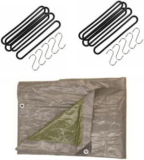 Talen Tools Afdekzeil / dekzeil grijs 2 x 3 meter met 10x spanrubbers en S-haken