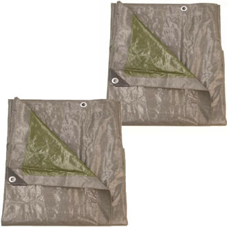Talen Tools Afdekzeil/dekzeil grijs/groen waterdicht kunststof 140 gr/m2 - 2x - 1000 x 800 cm