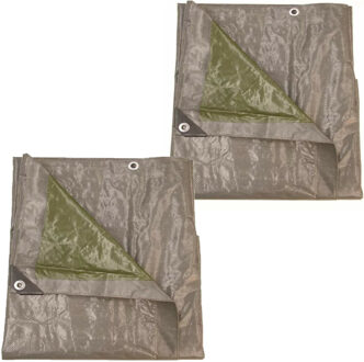 Talen Tools Afdekzeil/dekzeil grijs/groen waterdicht kunststof 140 gr/m2 - 2x - 1200 x 800 cm