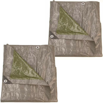Talen Tools Afdekzeil/dekzeil grijs/groen waterdicht kunststof 140 gr/m2 - 2x - 600 x 1000 cm