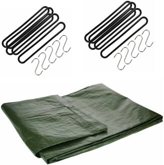 Talen Tools Afdekzeil / dekzeil groen 2 x 3 meter met 10x spanrubbers en S-haken