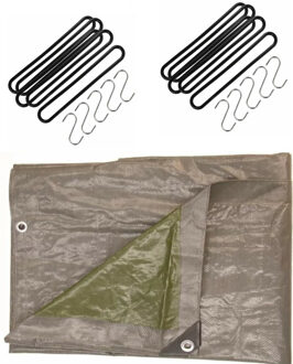 Talen Tools Afdekzeil grijs - 2 x 4 meter - met 10 spanrubbers en S-haken - dekzeilen