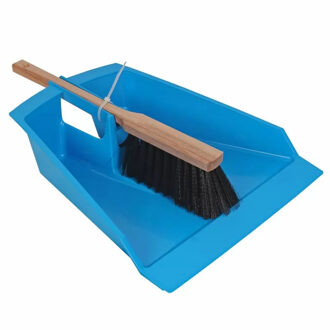 Talen Tools Extra groot stoffer en blik blauw 43 cm voor tuinafval/bladeren - Stoffer en blik