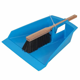 Talen Tools Extra groot stoffer en blik blauw 43 cm voor tuinafval/bladeren