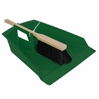 Talen Tools Extra groot stoffer en blik donkergroen 43 cm voor tuinafval/bladeren - Stoffer en blik