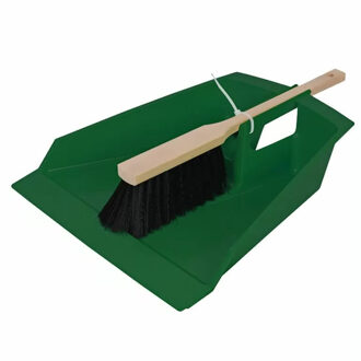 Talen Tools Extra groot stoffer en blik donkergroen 43 cm voor tuinafval/bladeren