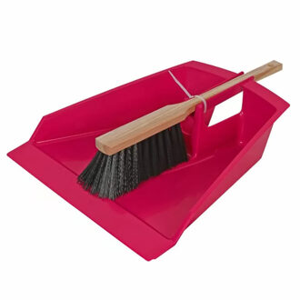 Talen Tools Extra groot stoffer en blik roze 43 cm voor tuinafval/bladeren - Tuinschepjes