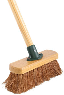 Talen Tools kinder tuinbezem - 75 cm - hout - kokos - mini bezem buiten Bruin