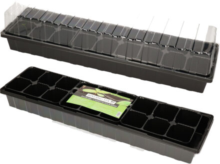 Talen Tools Kweekbak - 2x stuks - met deksel - 8 x 54 x 15 cm - proagator - moestuinbak