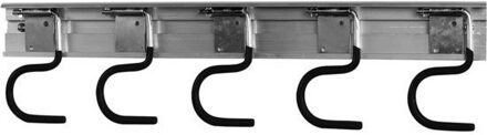 Talen Tools Ophangrail voor tuingereedschap met 5 haken - Tuingereedschap Zilverkleurig