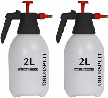 Talen Tools Plantenspuit - Set van 2x stuks - drukspuit - 2 Liter - verstelbare spuitmond - plantensproeier
