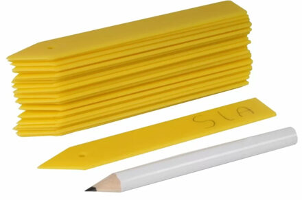Talen Tools Plantetiketten/plantenlabels - 25x - geel - kunststof - 10 cm - steeketiketten