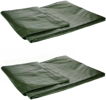 Talen Tools Set van 2x afdekzeilen/dekzeilen groen waterdicht kunststof 90 gr/m2 - 500 x 400 cm