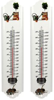 Talen Tools Set van 2x metalen thermometer voor buiten en binnen 30 cm