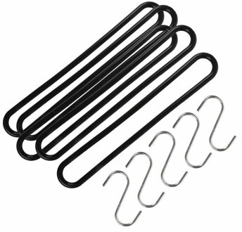 Talen Tools Spanrubbers met S-haak - 5x stuks - 25 cm - voor dekzeilen - RVS S-haak - tentelastiek - Bagagespinnen Zwart