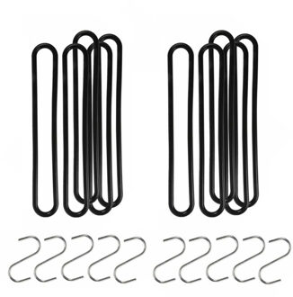 Talen Tools Spanrubbers met S-haken 10x stuks voor dekzeilen 25 cm