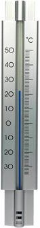 Talen Tools Thermometer buiten - metaal - 29 cm - Buitenthermometers Zilverkleurig