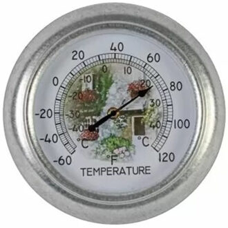 Talen Tools Thermometer - metaal - 25 cm - Buitenthermometers Zilverkleurig