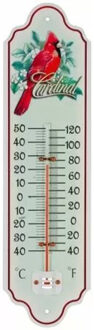 Talen Tools Thermometer - metaal - 28 cm - vogel - Buitenthermometers Wit