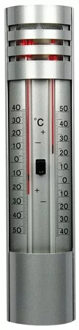 Talen Tools Thermometer min/max voor in kas - metaal - 32 cm - Buitenthermometers Zilverkleurig