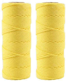 Talen Tools Touw/uitzetkoord in het geel - 2x - 50 meter - Touwen - Metselkoord - Tuin aanleggen bestrating