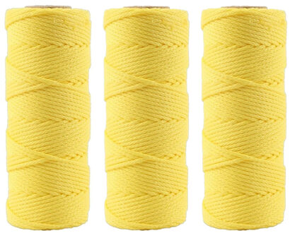Talen Tools Touw/uitzetkoord in het geel - 3x - 50 meter - Touwen - Metselkoord - Tuin aanleggen bestrating