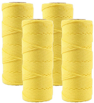 Talen Tools Touw/uitzetkoord in het geel - 4x - 50 meter - Touwen - Metselkoord - Tuin aanleggen bestrating