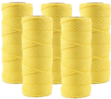 Talen Tools Touw/uitzetkoord in het geel - 5x - 50 meter - Touwen - Metselkoord - Tuin aanleggen bestrating