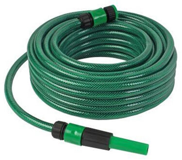 Talen Tools tuinslang set met koppelingen en verstelbare spuit - 15 meter - groen - tuin bewatering