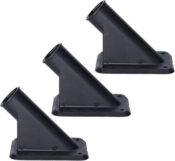Talen Tools Vlaggenstokhouder - 3x - zwart - kunststof - voor 30 mm vlaggenstok