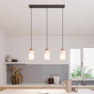 Talia hanglamp eiken/wit 3-lamps linea zwart, licht hout, wit