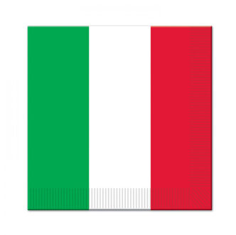 talie landen vlag thema servetten - 16x - 33 x 33 cm - Papier - Italiaanse versieringen/decoraties