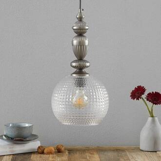 Talisa - hanglamp met decoratieve glazen kap tin, helder