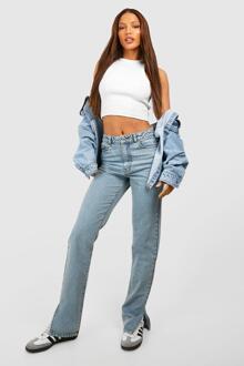 Tall Basic Jeans Met Split En Rechte Pijpen, Light Blue - 36