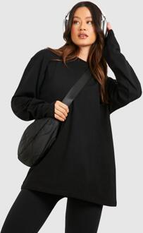 Tall Basic Oversized Katoenen T-Shirt Met Lange Mouwen, Black