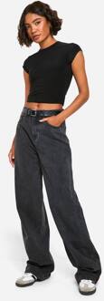 Tall Basics Jeans Met Hoge Taille En Wijde Pijpen, Washed Black - 14/36L