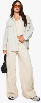 Tall Boohoo Basics Geribbelde Broek Met Rechte Pijp, Stone - 34