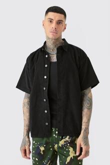 Tall Boxy Corduroy Overhemd, Black - S