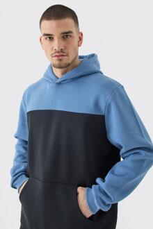 Tall Color Block Hoodie In Blauw, Blue - L