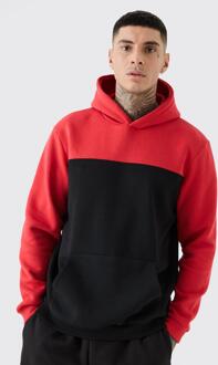 Tall Color Block Hoodie In Rood, Red - S