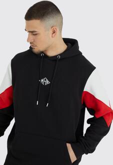 Tall Color Block Man Hoodie, Red - S